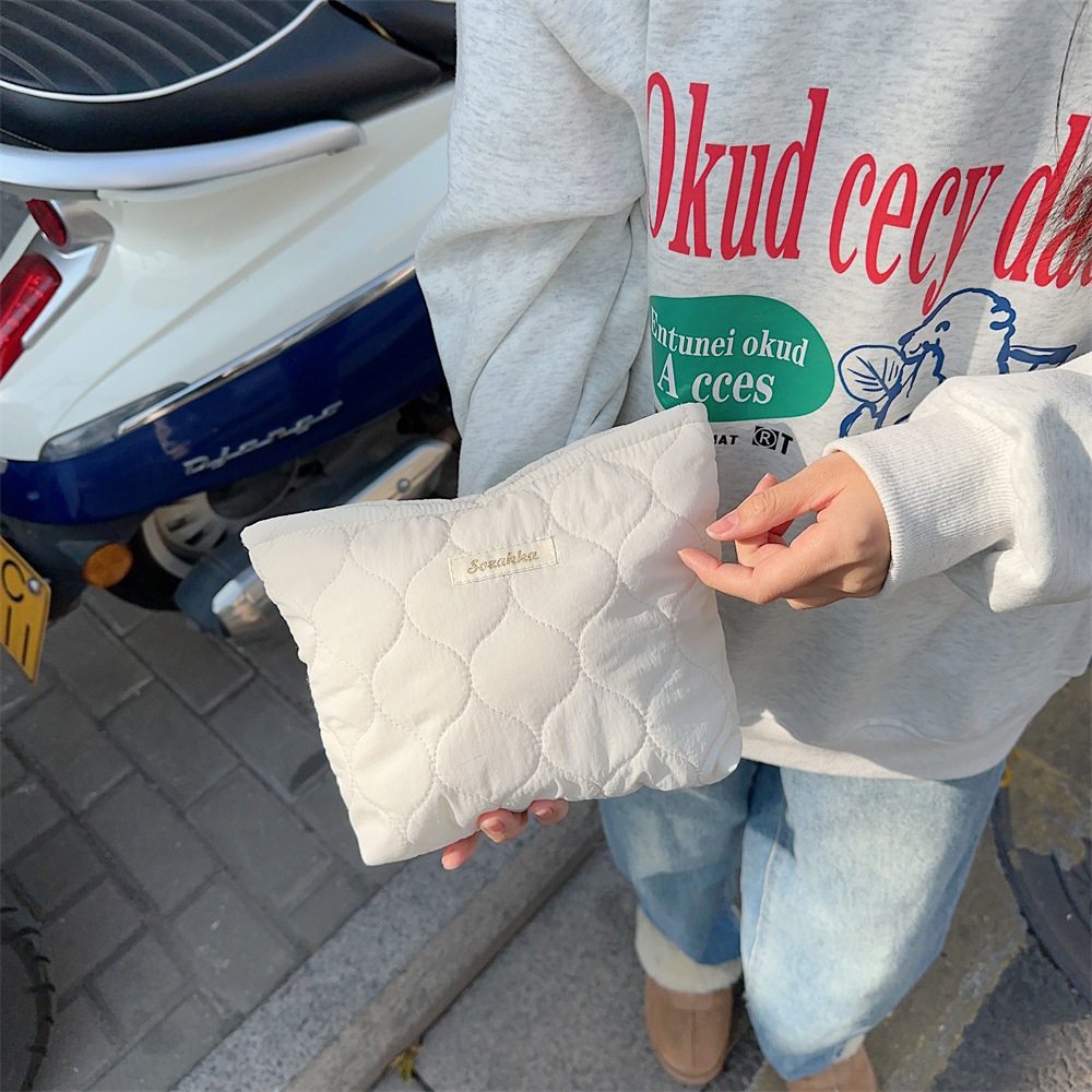 31294 Korean-style fresh and light pink quilted clutch bag, cosmetic bag, loose change storage bag, large-capacity inner liner bag for women Specification drawing