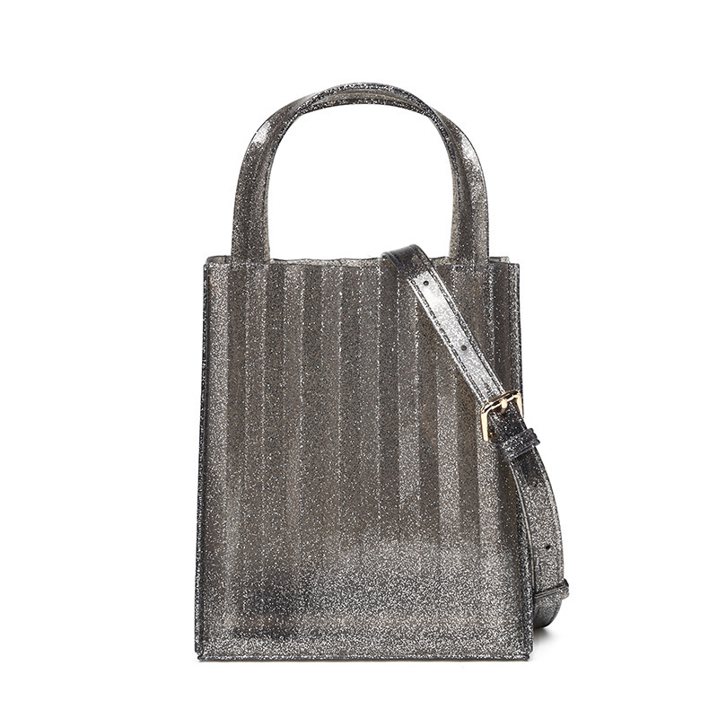 2025 New PVC high-end jelly bag, women's pleated semi-transparent tote bag, fashionable single-shoulder crossbody tote bag Item Picture