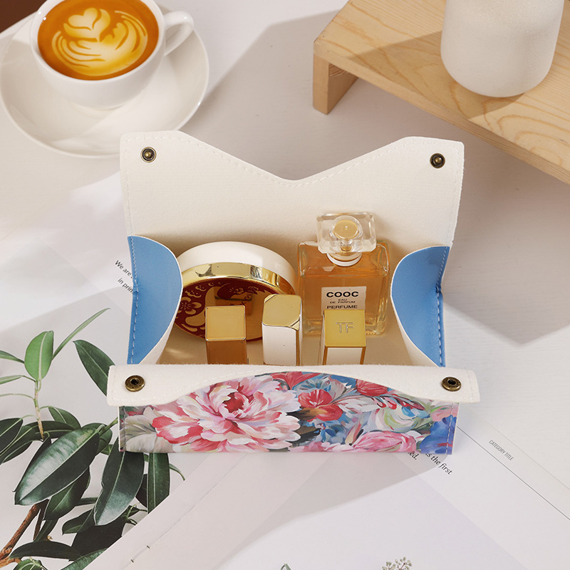 ins high appearance level tissue box, living room tissue box, home creative table tissue box, leather napkin box Specification drawing