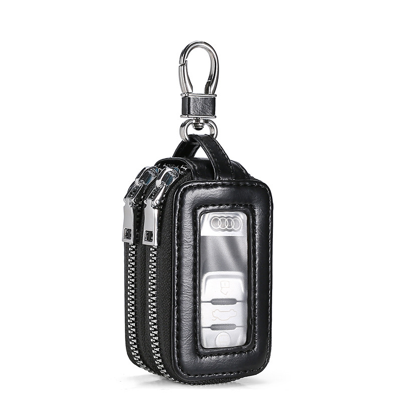 Best-selling high-end mirror window men's and women's thickened double-layer car remote control zipper key case, General car key case Application Scenario