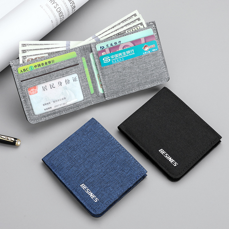 Canvas wallet, men's trendy brand, fashionable, simple and casual student wallet, multi-functional driver's license all-in-one bag, multi-slot card case full figure