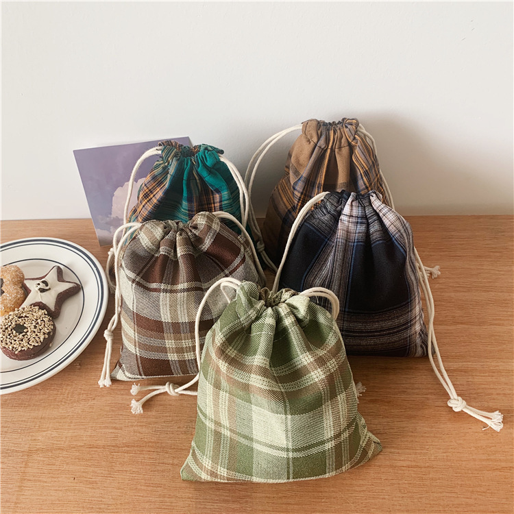 07221 Japanese-style simple polyester-cotton drawstring storage bags, candy bags, polyester drawstring bags wholesale, trendy hand-carry details Picture