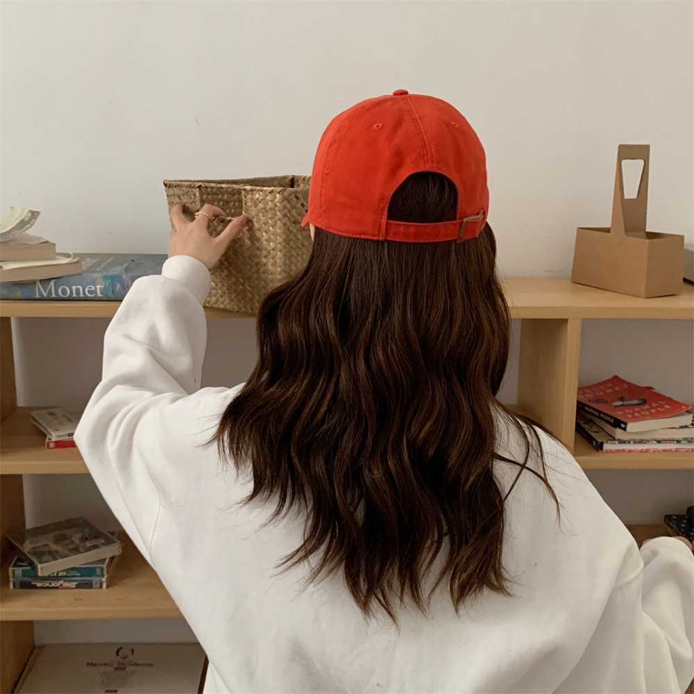 112144 Spring/Summer candy-colored R-marked big-head cap, women's baseball cap, ins trendy large-sized baseball cap full figure