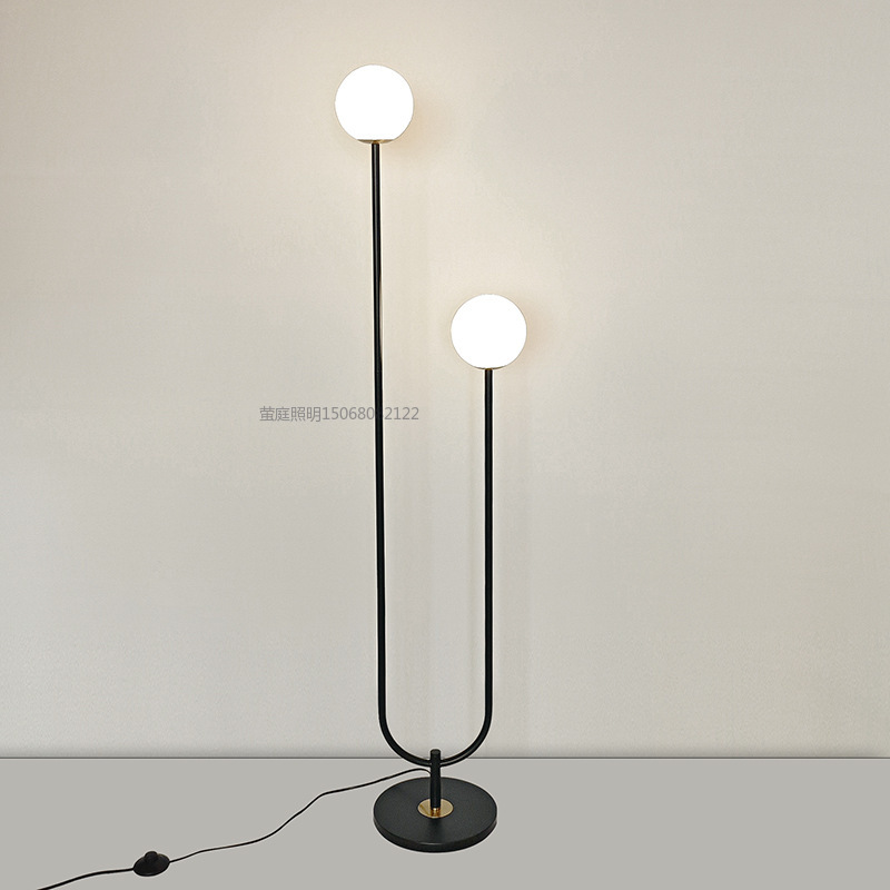 Creative floor lamp, minimalist Nordic-style living room and bedroom, American-style atmosphere, designer's double-head indoor decorative lamp beside the sofa Application Scenario