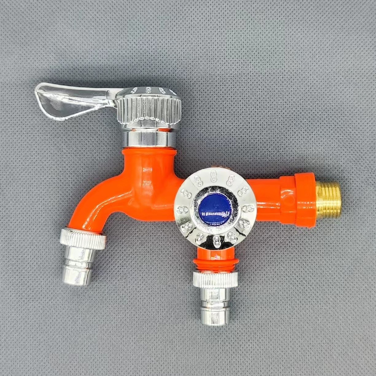 Wholesale washing machine faucet, 4-inch, one-in and two-out multi-functional, brand-new plastic extended faucet in color Specification drawing