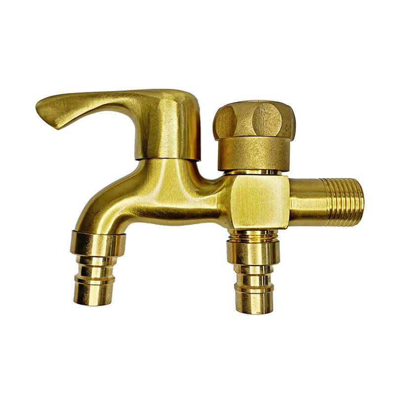 Huiwei brass double water outlet one-in-two-out quick-opening washing machine faucet, dual-purpose washing machine faucet Item Picture