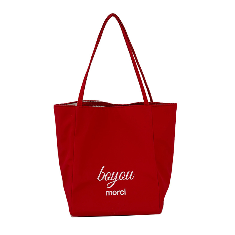 The new 2025 Korean version of the ins tote casual bag with striped canvas and a large-capacity single-shoulder tote bag are now on sale Item Picture