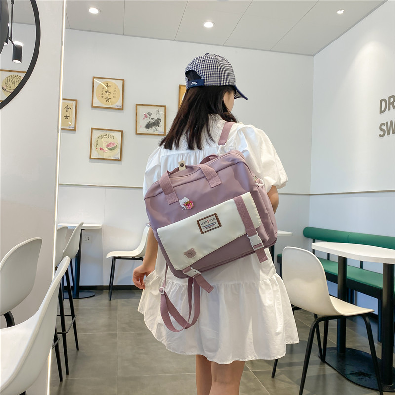 Canvas bag, female college student's class bag, primary school student's tutorial bag, handbag, book bag, tutorial bag, single-shoulder crossbody bag details Picture