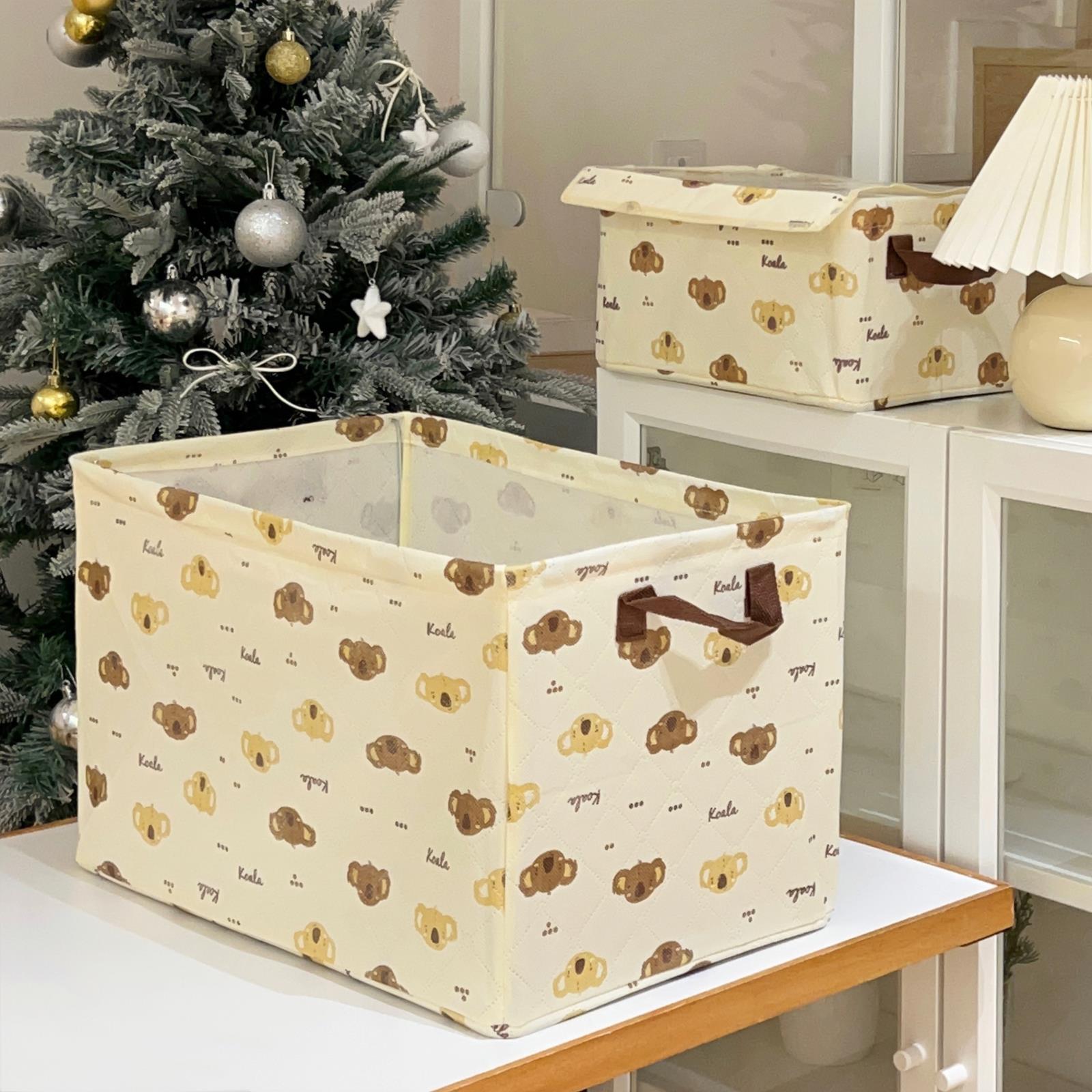 Koala clothing storage box, fabric storage, foldable dust-proof cover, bedroom organizing storage basket, storage basket details Picture