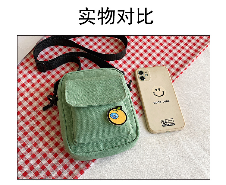 Cute little bag for girls 2024 New trendy and energetic girl student phone bag, Japanese-style fresh and clean crossbody canvas bag Item Picture