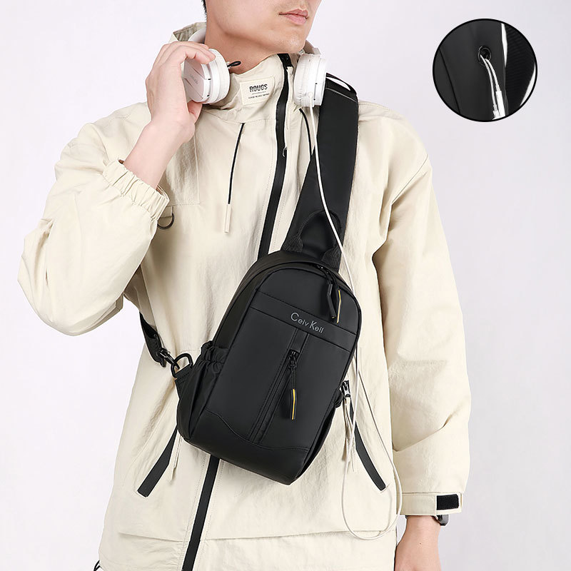 New cross-border trendy chest bag for men, simple and casual commuting men, single-shoulder bag, high-end and versatile, lightweight crossbody bag Specification drawing
