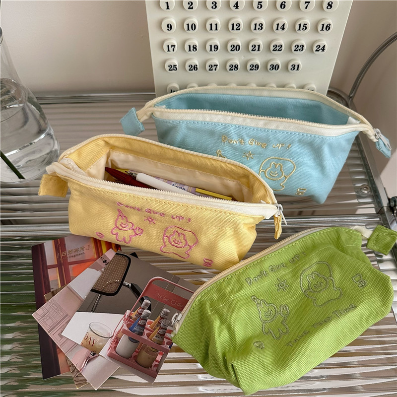 Jump rope rabbit, high appearance level pen case, ins style, large capacity, durable cartoon stationery bag, multi-functional stationery storage bag full figure