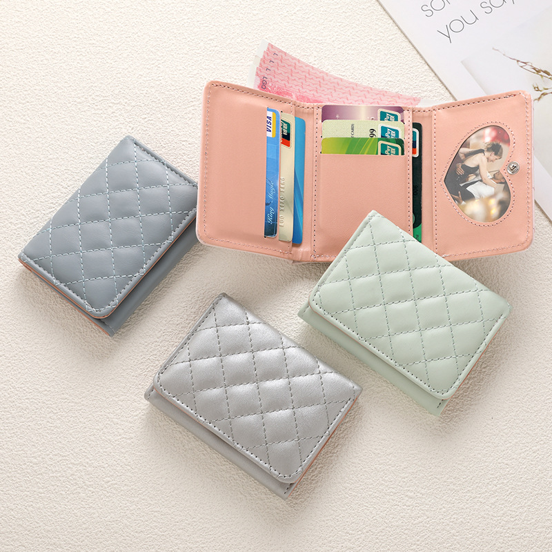 Amazon's best-selling women's PU 30% off wallet business card case, portable large-capacity diamond-shaped anti-theft simple business card holder full figure