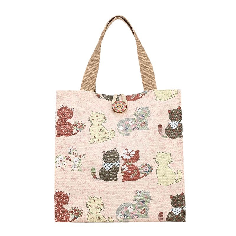 ins bento bag canvas tote bag, fashionable and stylish for going out, Japanese-style office worker lunch box bag for mom Item Picture