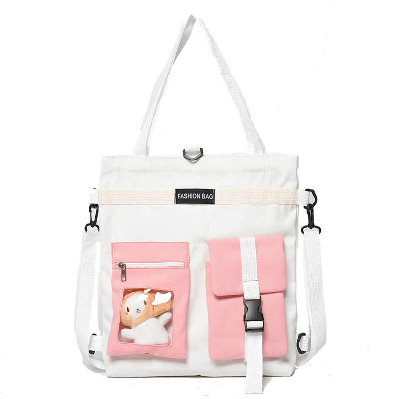 Factory wholesale 2021 new Korean-style canvas handbags, large-capacity multi-functional student cloth bags, four-use bags Item Picture