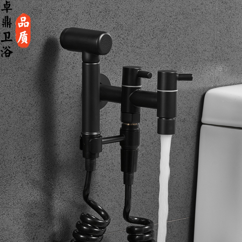 Stainless steel washing machine faucet, extended faucet, black mop sink, mop sink, bathroom 4-inch 6-inch double opening faucet Specification drawing