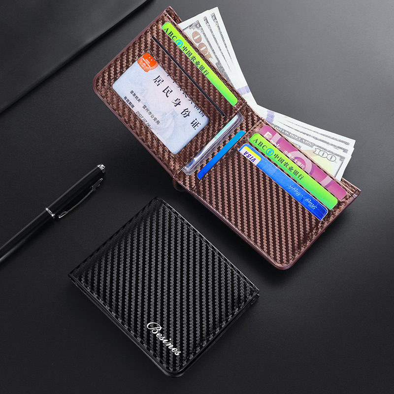Factory wholesale of new men's wallets in stock, featuring carbon fiber multi-slot zipper coin purifiers, card bags, and short men's wallets full figure
