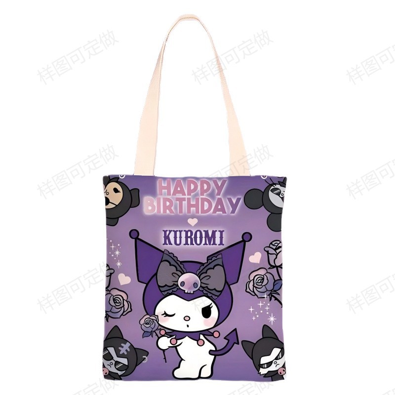 Large-capacity versatile canvas bag, cute cartoon shopping bag for girls, high appearance level student hand-held tutorial bag pattern sample Item Picture