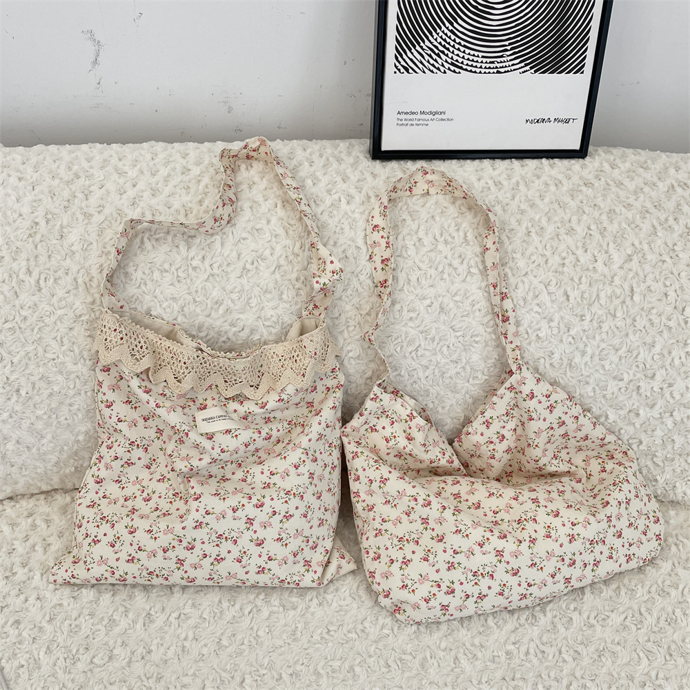 54211 Summer patchwork Floral Bag for Women, new Korean-style casual underarm bag, commuting single-shoulder crossbody canvas bag full figure