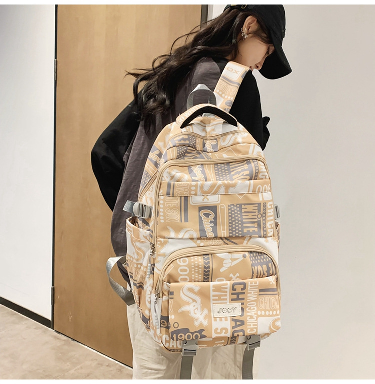 Large-capacity junior high school student schoolbag, travel backpack, niche printed new style, high school and college students go on trips Specification drawing