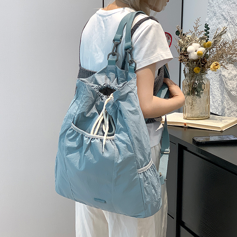 Colorful Fox Korean version Instagram niche design women's casual backpack, school-style lightweight drawstring backpack details Picture