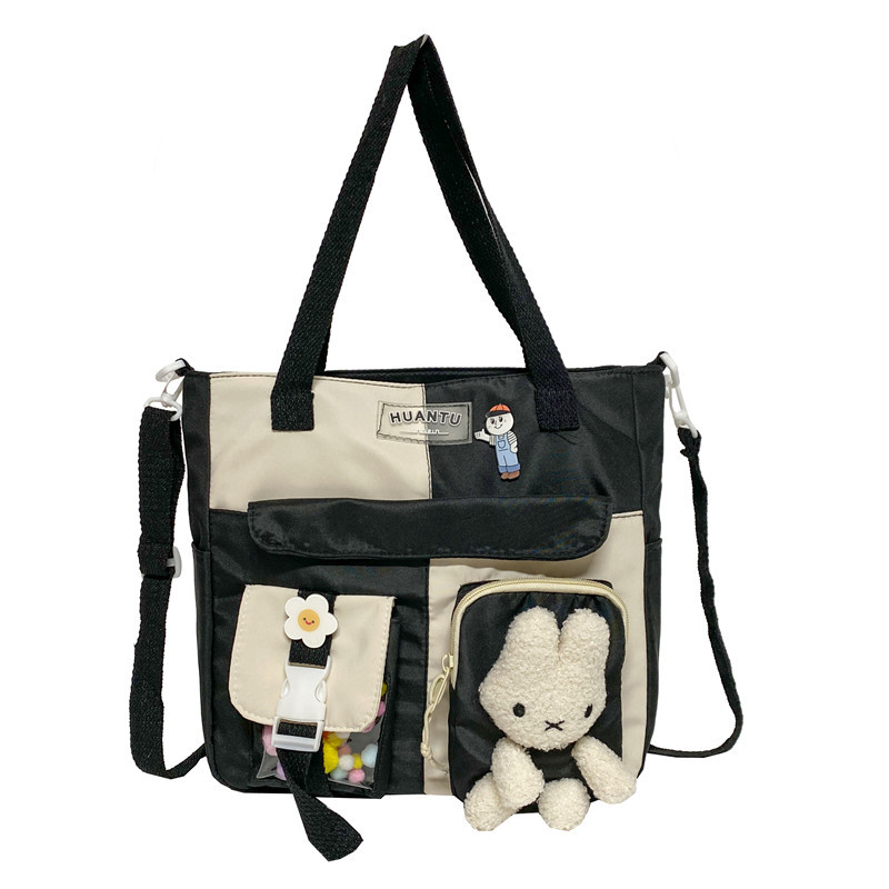 A fresh and elegant high school student bag for girls, Korean version of Harajuku ulzzang, a forest-style checkered bag for junior high school students and primary school students Item Picture