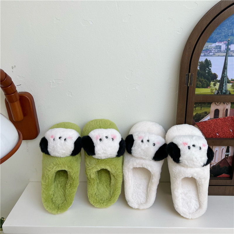 Original design, cute cartoon blush, dog plush slippers, home anti-slip headband slippers, cotton shoes, couple style Specification drawing