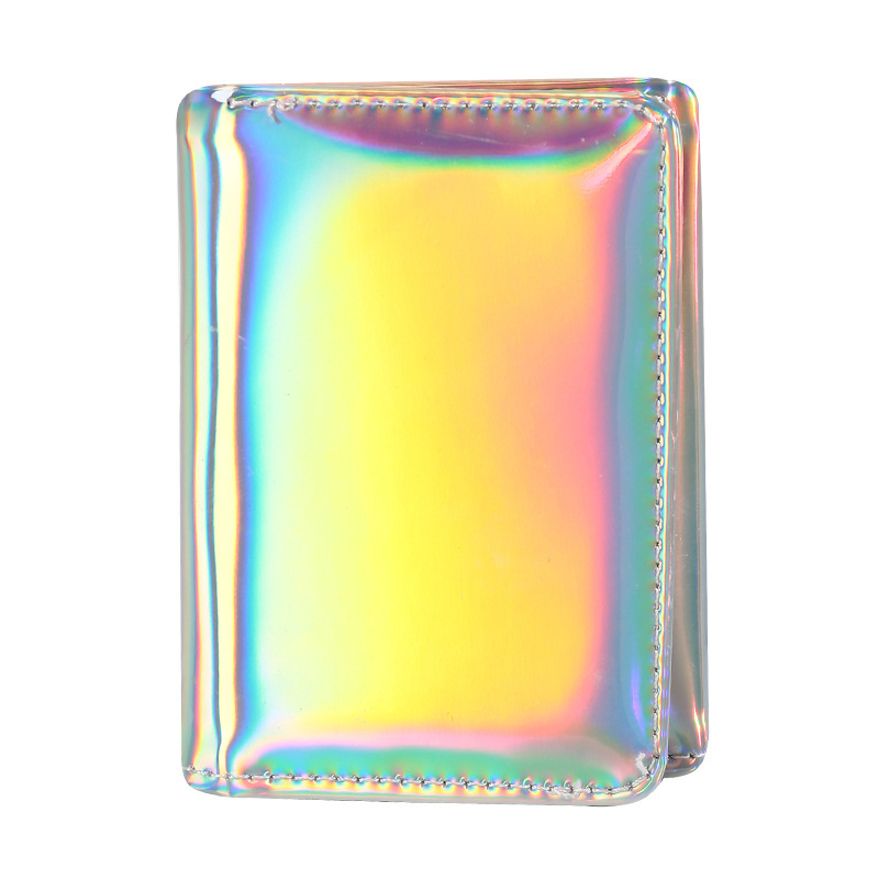 New cross-border laser 30% off wallet for women, fashionable and high-end short solid-color wallet, multi-functional card case for driver's license Item Picture