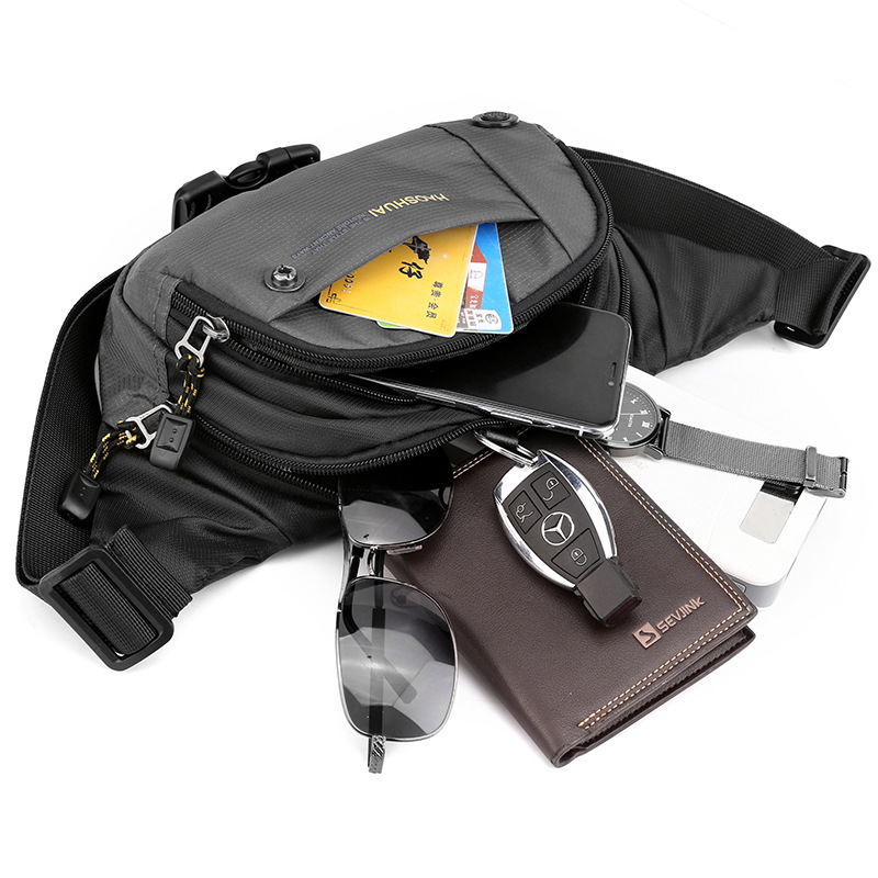 New outdoor sports waist bag, multi-functional waterproof nylon fabric single-shoulder crossbody bag, travel, mountain climbing and running waist bag details Picture