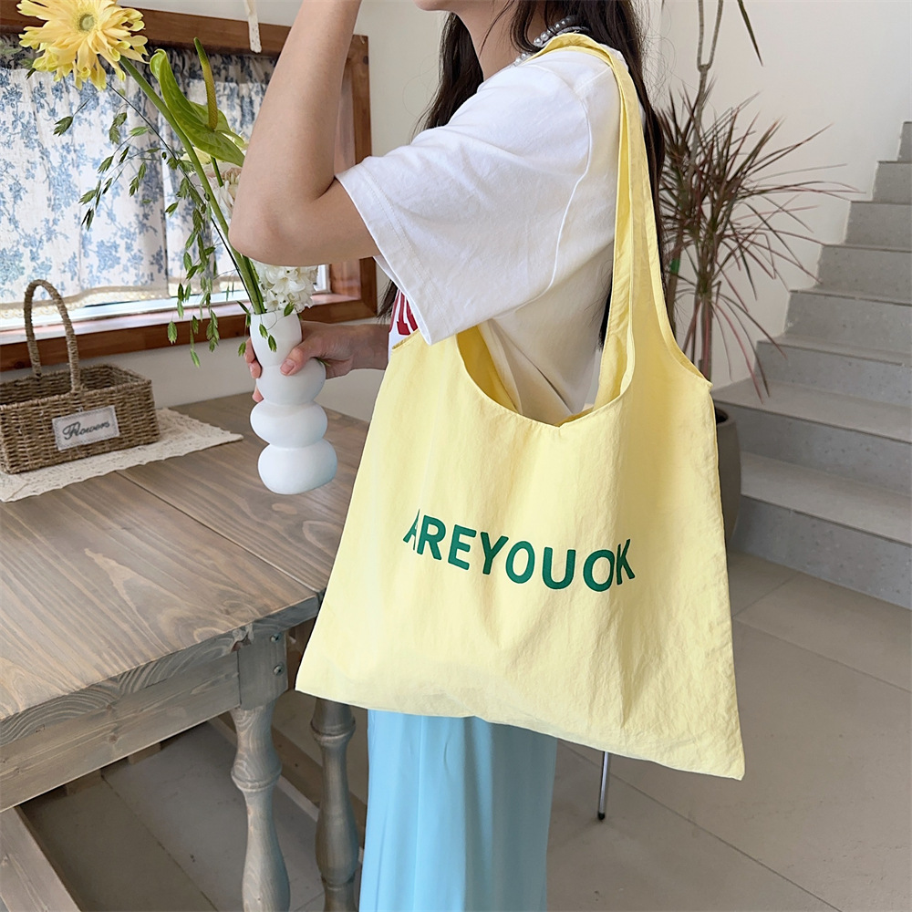 46203 New niche letter-printed single-shoulder bag, large capacity design, versatile fabric bag, women's canvas bag, shopping bag Specification drawing
