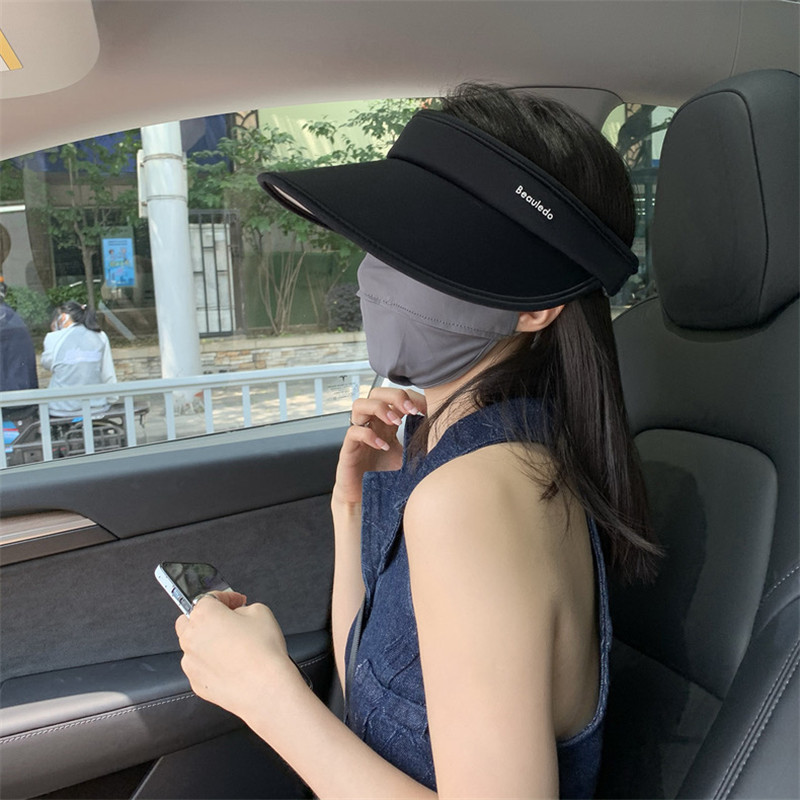 Summer new style summer wide-brimmed sun protection hats, women's UV protection sun hats, open-top hats, cycling sun hats details Picture