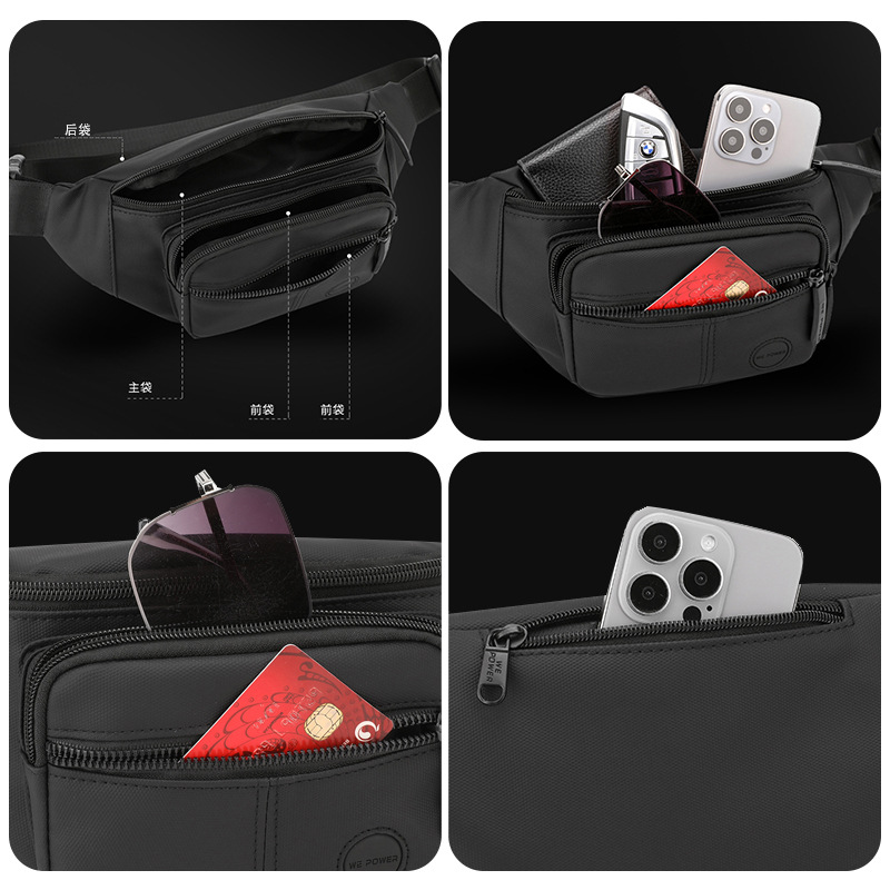 The new WEPOWER casual men's waist bag for outdoor travel and outings is a simple and fashionable single-shoulder crossbody bag Application Scenario