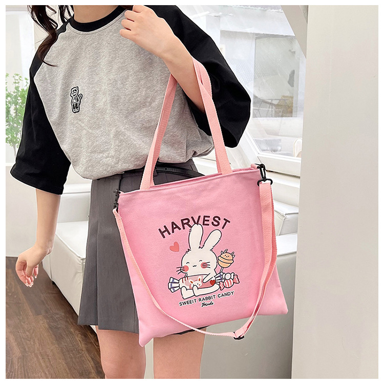 The new Korean-style artistic hand-held student schoolbag, simple and versatile single-shoulder canvas bag, and fashionable crossbody shopping bag are selling well Specification drawing