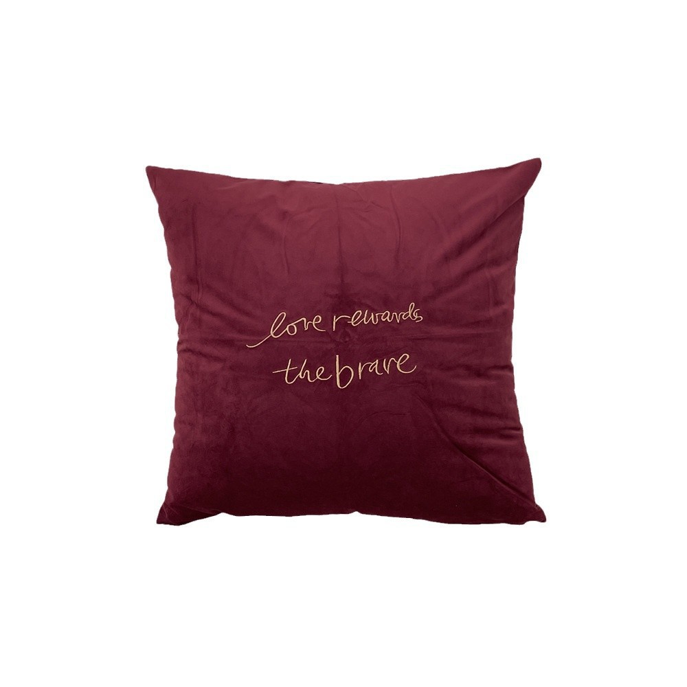 bj412312 Morandi embroidered letter solid color pillowcase, car pillow cover, crystal velvet sofa pillowcase Item Picture