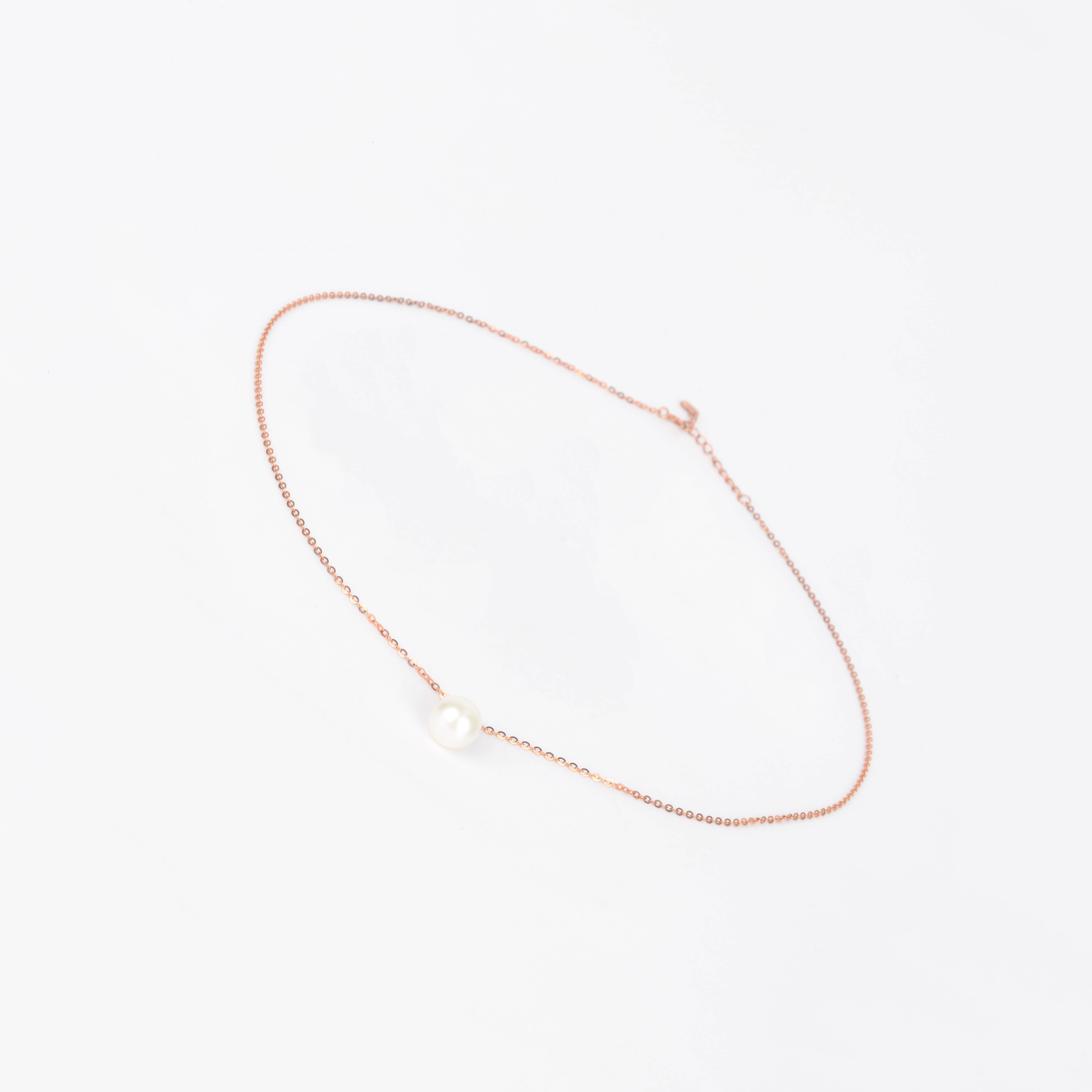 项链/珍珠项链/不锈钢饰品/银饰/不锈钢项链白底实物图