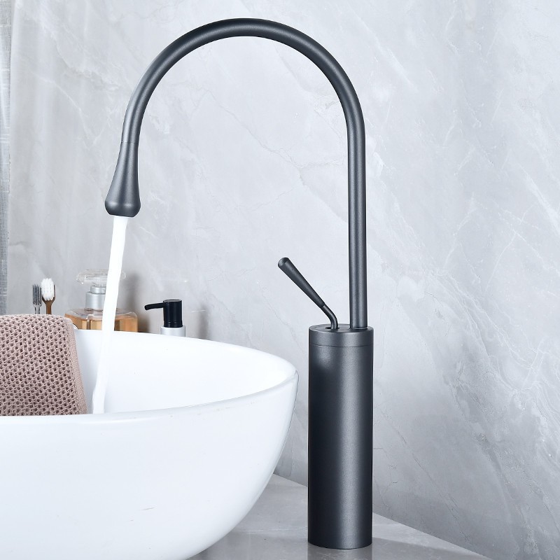 Copper washbasin, cold and hot water faucet, washbasin, black washbasin, countertop basin, bathroom cabinet faucet, white water drop faucet Application Scenario
