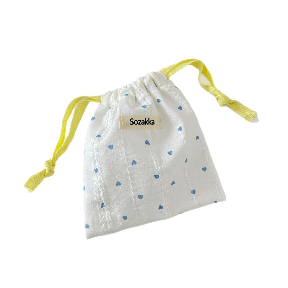 56291 InS-style cute printed heart-shaped storage bag, student sanitary napkin tidying bag, miscellaneous storage cloth bag Item Picture