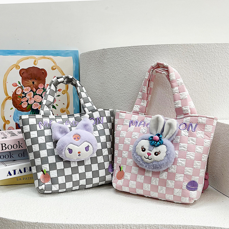New summer cute children's bags, stylish cartoon plush toy single-shoulder bags, trendy handbags for both boys and girls when going out details Picture