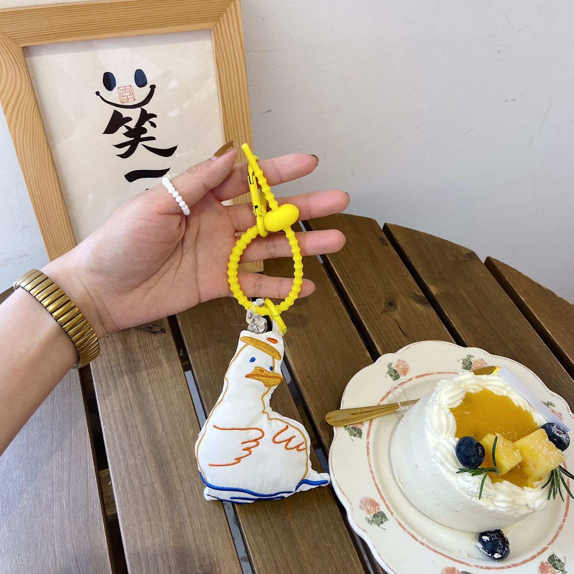 22182 Cute and soft big white Duck Pendant, Oil Duck Keychain, ins schoolbag pendant, versatile doll pendant Application Scenario