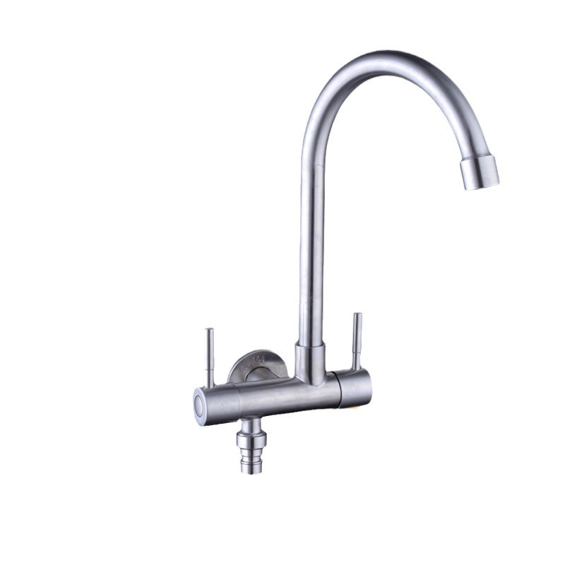 304 stainless steel balcony, one in and two out, dual switch, dual water outlet, washing machine, mop sink, dual control faucet Item Picture