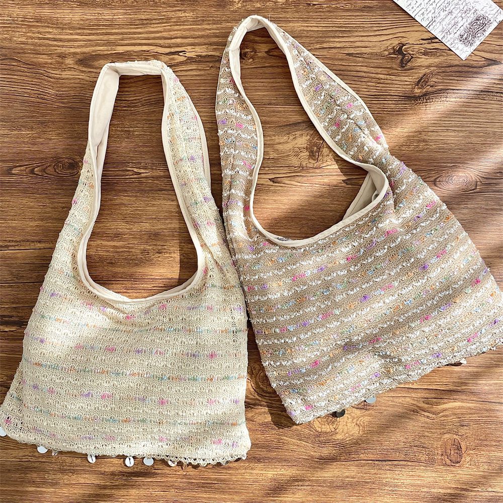 53203 Spring/Summer Gentle candy-colored knitted crossbody tote bag, shell buckle single-shoulder bag, large-capacity vest bag Specification drawing
