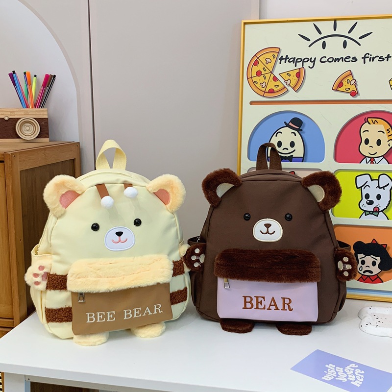 The new super cute and creative bear cartoon girl backpack for 2024 is a trendy and stylish casual backpack for going out Specification drawing