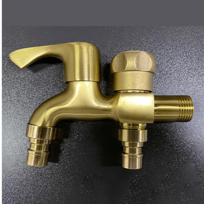 Huiwei brass double water outlet one-in-two-out quick-opening washing machine faucet, dual-purpose washing machine faucet full figure