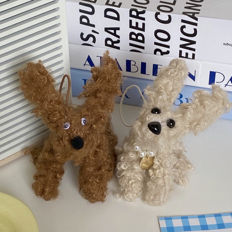 Internet-famous wire dog pendant, Instagram fried fur teddy dog bag pendant, plush keychain, couple doll Specification drawing