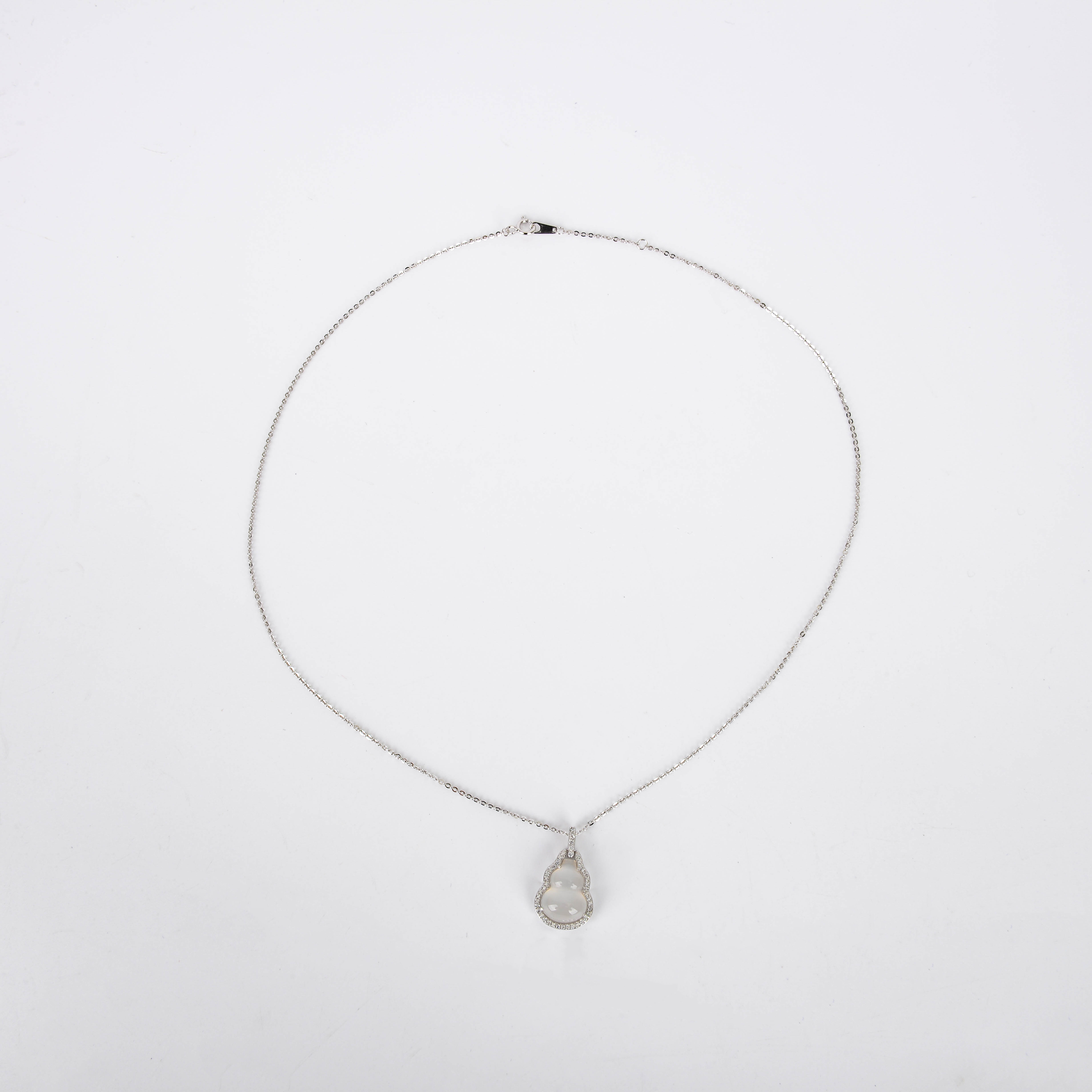 天然S925纯银冰种白玉髓吊坠福禄高冰小众锆石锁骨链葫芦项链礼物