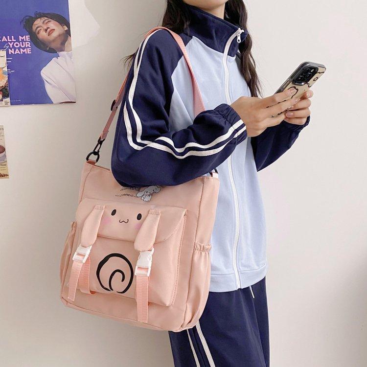 Foreign trade women's bag, large capacity bucket bag, 2024 new style nylon fabric cute cartoon dog shoulder bag, crossbody bag undefined