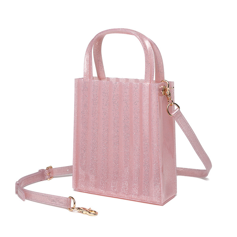 2025 New PVC high-end jelly bag, women's pleated semi-transparent tote bag, fashionable single-shoulder crossbody tote bag Specification drawing