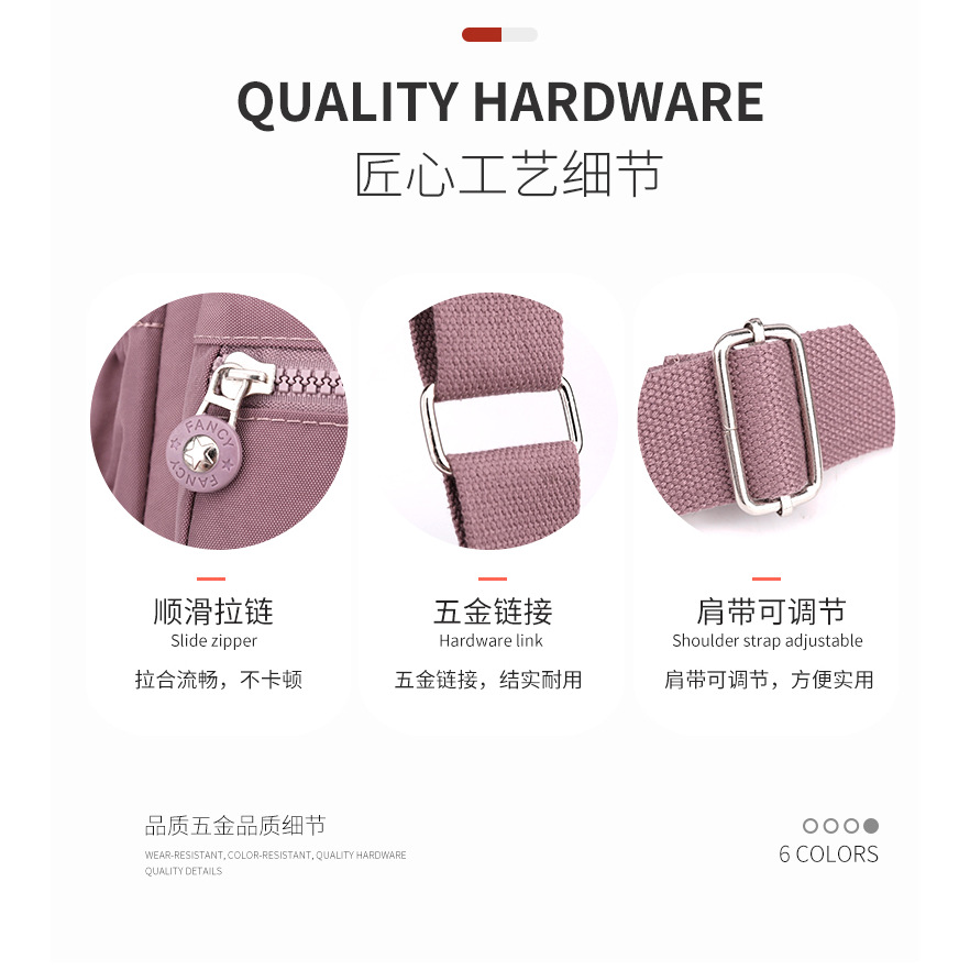 【 Cross-border Trade 】 Women's fashionable crossbody bag, simple and versatile single-shoulder bag, large-capacity casual nylon crossbody bag details Picture
