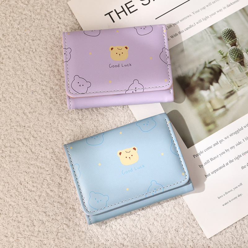 New versatile and fresh Japanese anime short wallet for women, 30% off student print folding cartoon coin purse full figure