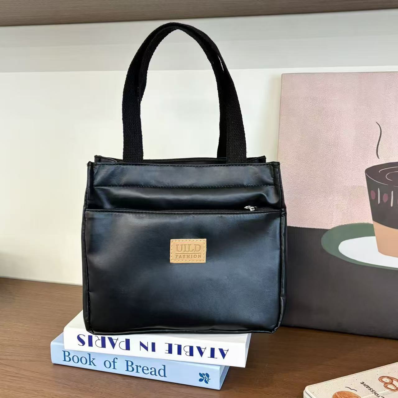 2025 Fashionable handbag, women's canvas bag, handbag, stylish middle-aged mom bag, casual bag for work and going out Specification drawing